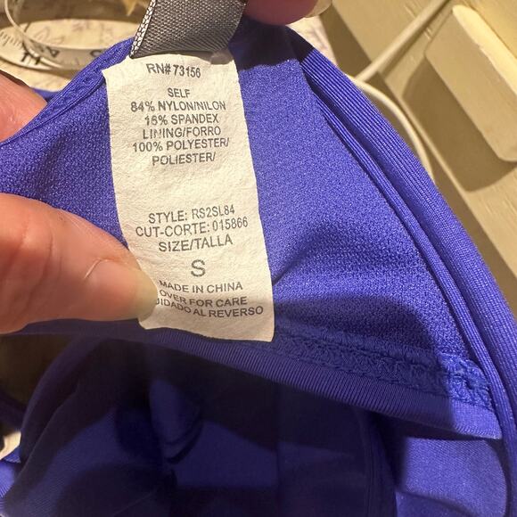 Kenneth Cole Reaction Size Small Boho Ruffle Bikini Top Periwinkle Blue Hot Tub - Picture 5 of 6